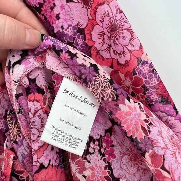 For Love & Lemons Grace Blouse Sheer Floral Long Sleeve Top in Carnation XS - Picture 11 of 12